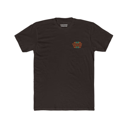 Dark Brown t-shirt with graphic of charging bull surround by aztec pattern #darkbrown