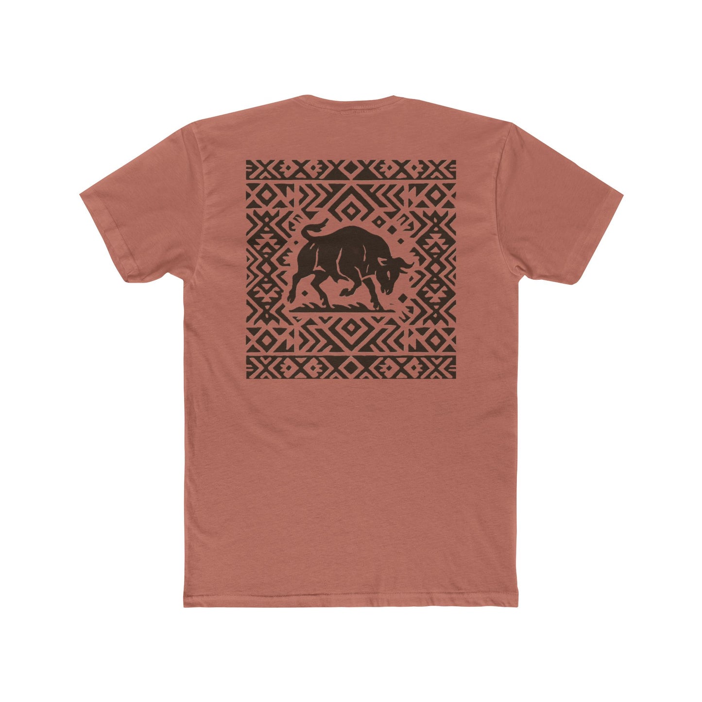 Desert Pink t-shirt with bull and aztec pattern border graphic #desertpink