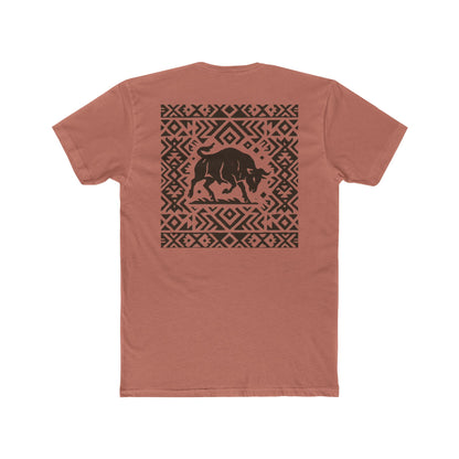 Desert Pink t-shirt with bull and aztec pattern border graphic #desertpink