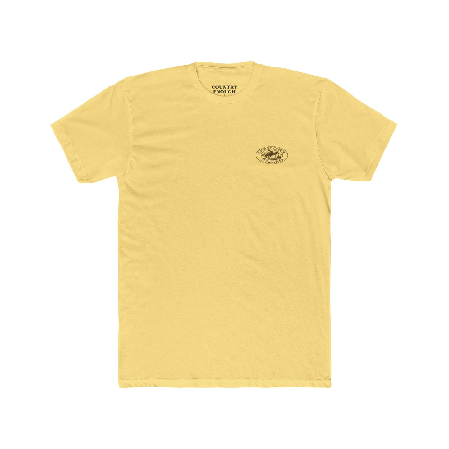 Yellow t-shirt with a graphic of a cowboy on a horse and 'Get Western' text #yellow