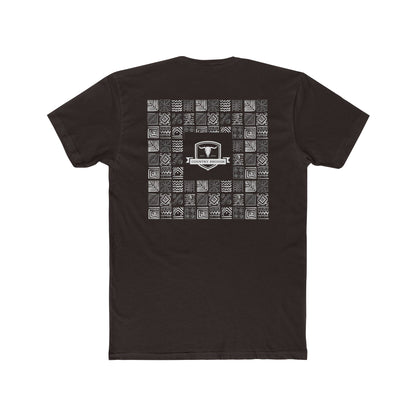 Dark Brown t-shirt with graphic of aztec patterns arranged in a square with country enough logo in the center #darkbrown