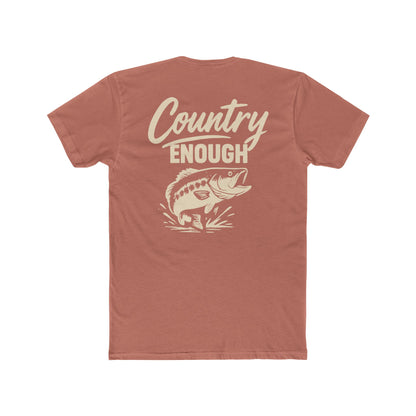 Desert Pink t-shirt with graphic of a leaping bass and the words country enough #desertpink