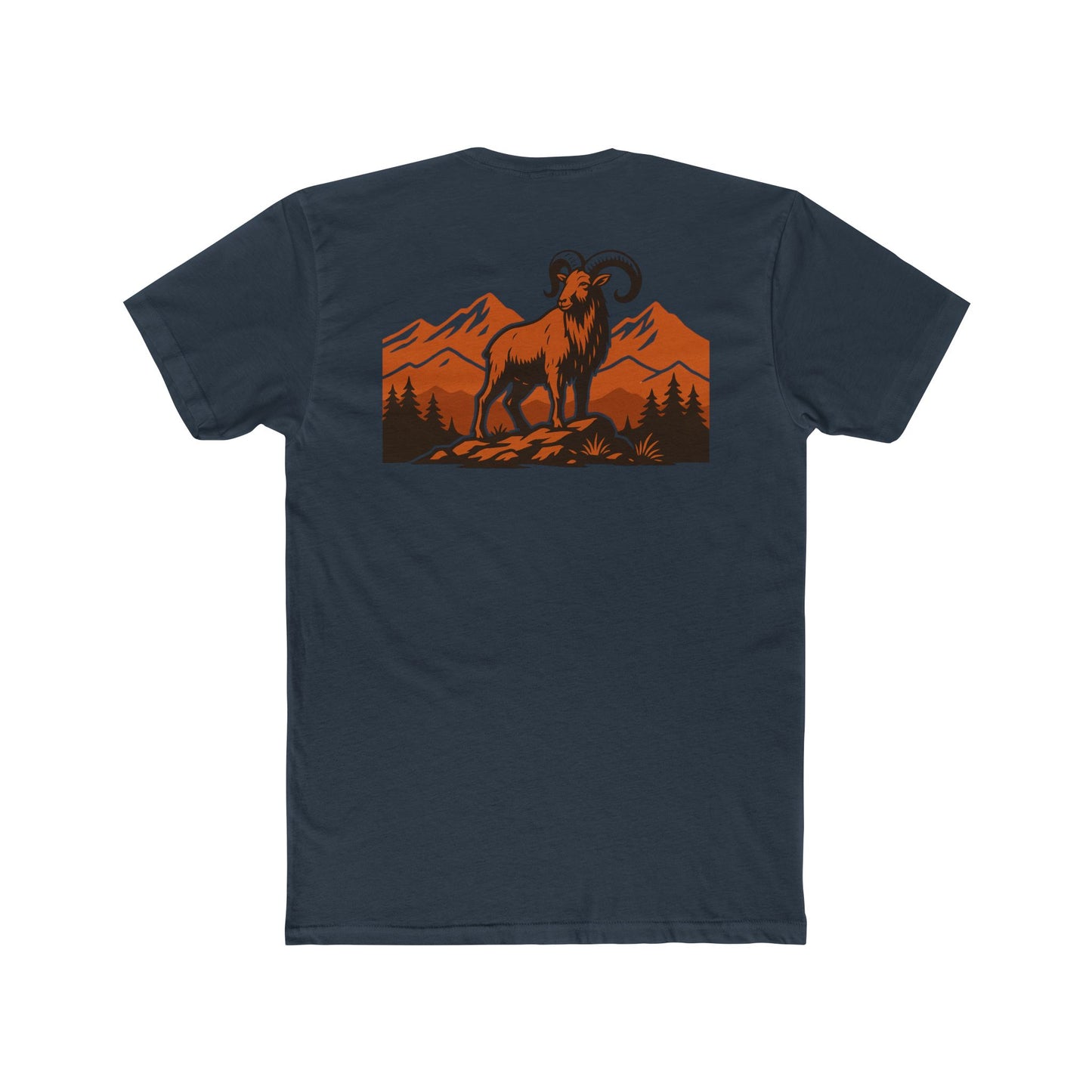 Indigo t-shirt with graphic of an aoudad in the mountains #indigo