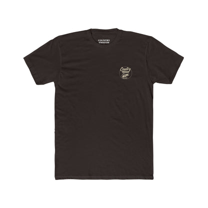 Dark Brown t-shirt with graphic of a leaping bass and the words country enough #darkbrown