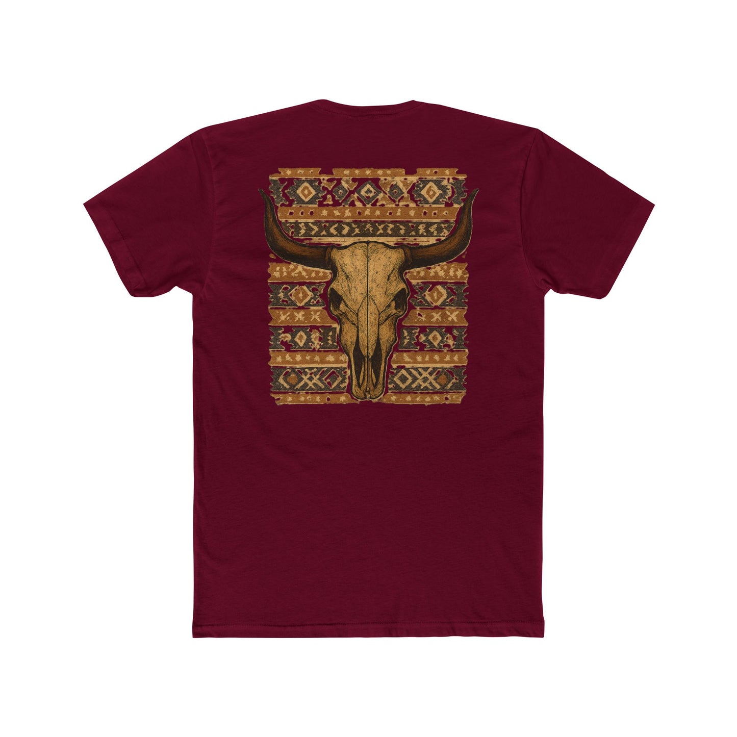 Cardinal Red t-shirt with bull skull and aztec pattern graphic #cardinalred
