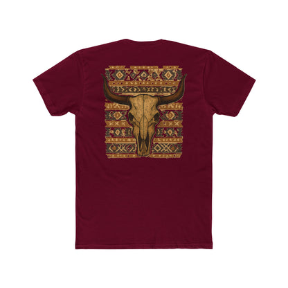 Cardinal Red t-shirt with bull skull and aztec pattern graphic #cardinalred