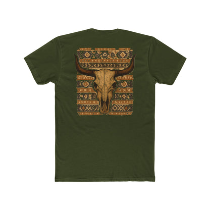 Military Green t-shirt with bull skull and aztec pattern graphic #militarygreen