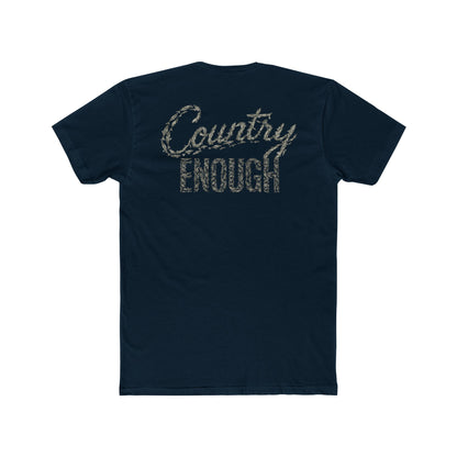 Midnight Navy t-shirt with graphic of the words country enough shaped with fish #midnightnavy