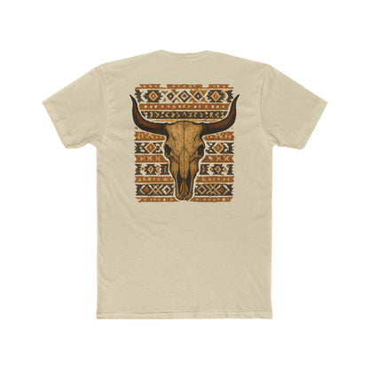 Cream t-shirt with bull skull and aztec pattern graphic #cream