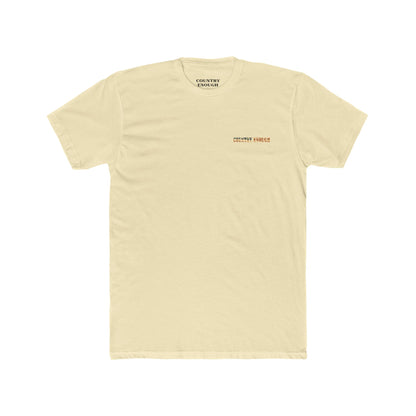 Natural t-shirt with graphic of western horse and rider holding the American flag in the desert with cacti at sunset #natural