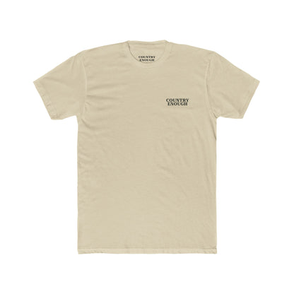 Cream t-shirt with graphic of mirrored cacti surrounded by aztec pattern and enclosed in a geometric border with word western below #cream