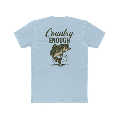 Light Blue t-shirt with graphic of a bass and the words country enough #lightblue
