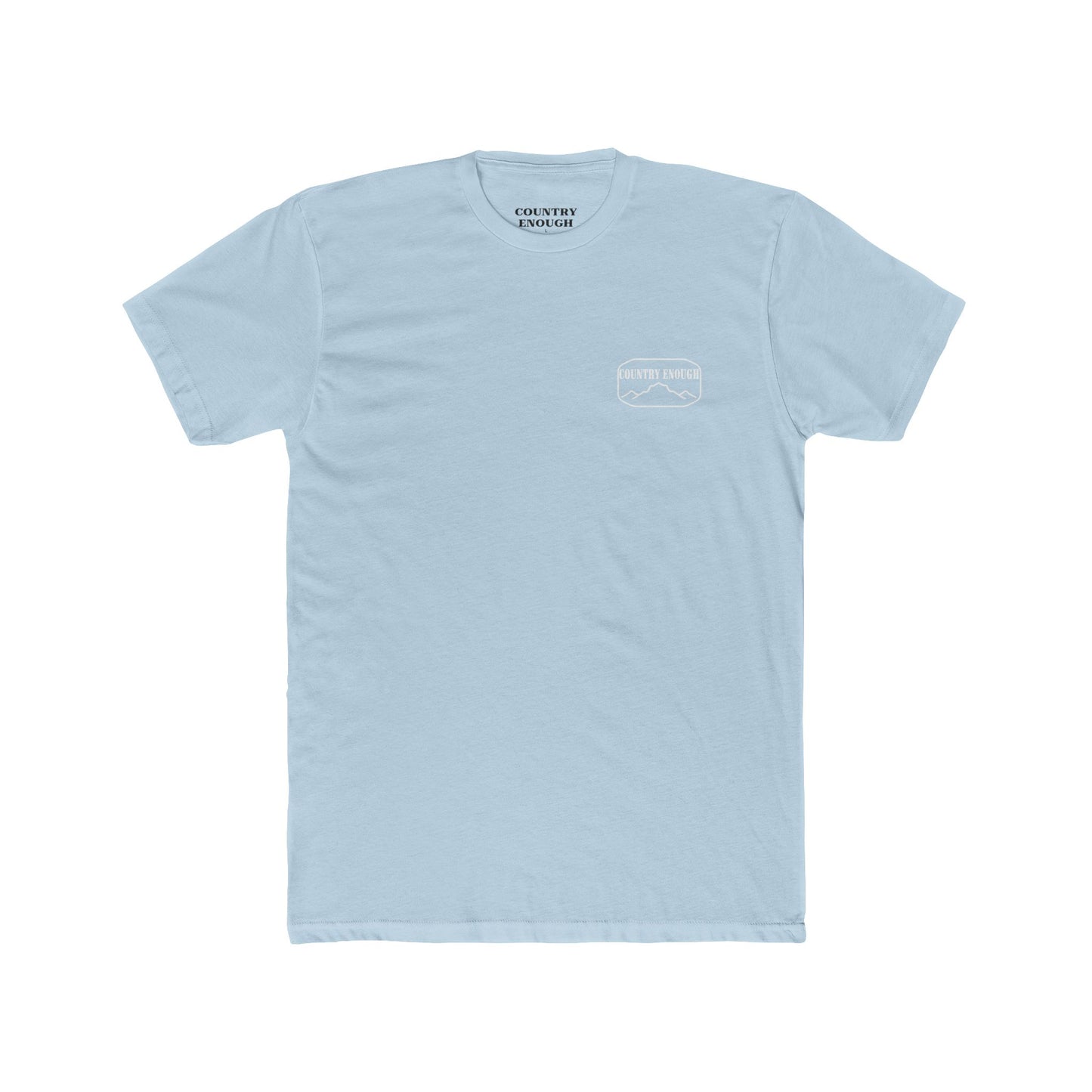 Light Blue t-shirt with cross, cacti, and mountains graphic #lightblue