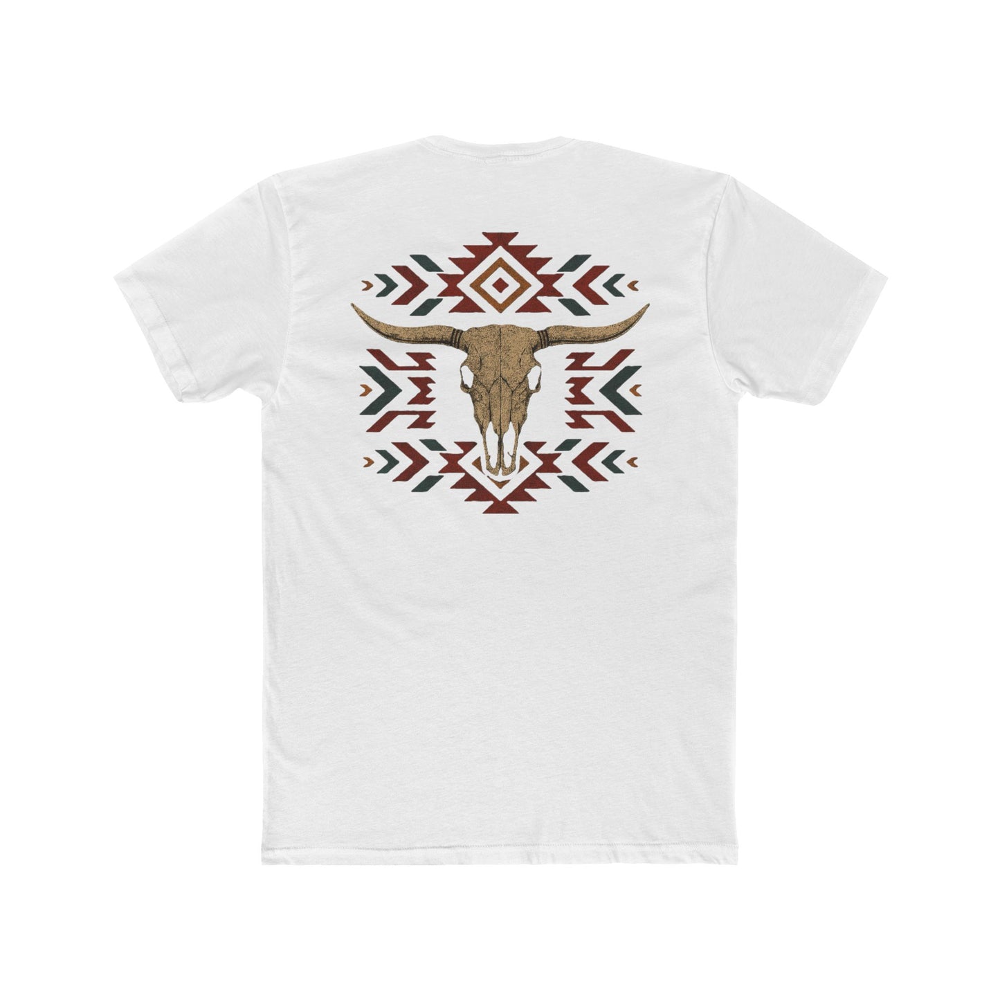 White t-shirt with bull skull and aztec print graphic #white