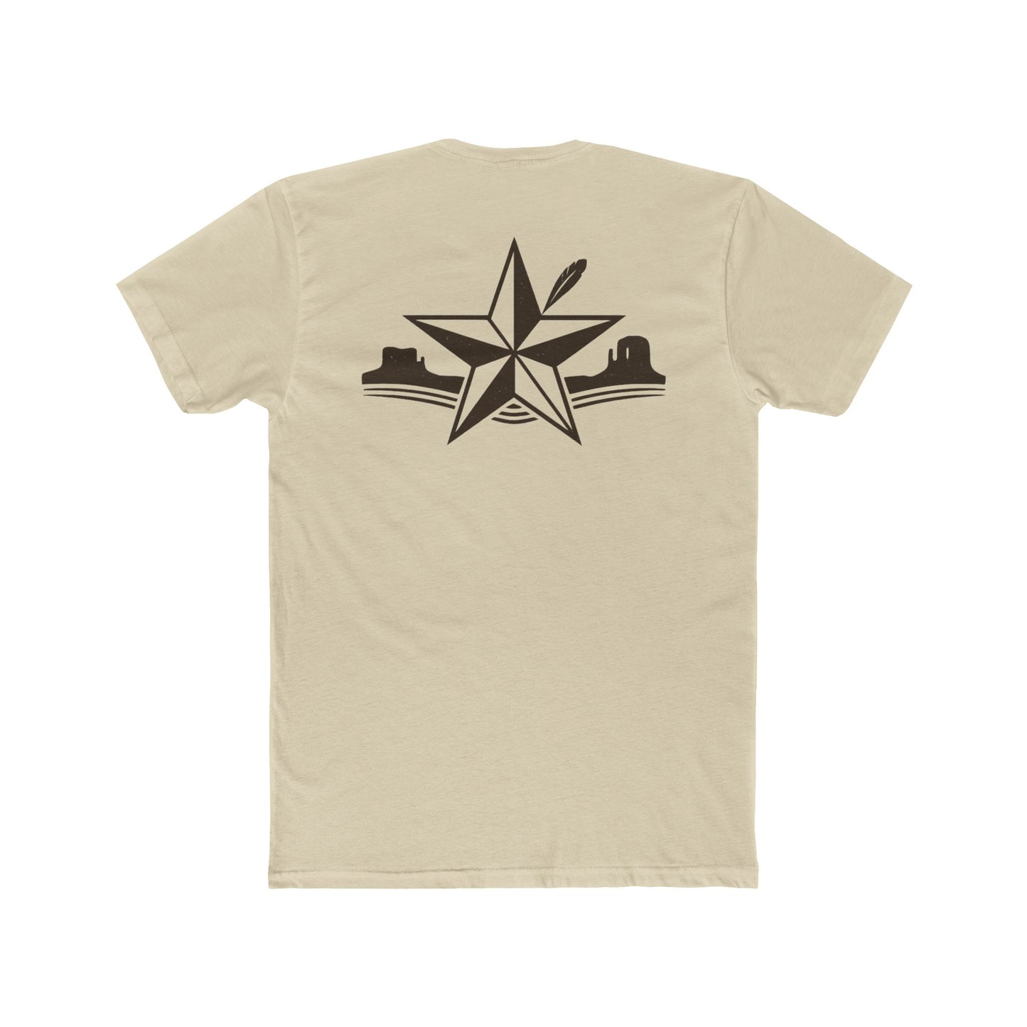 Cream t-shirt with star, feather, and mountain graphic design #cream