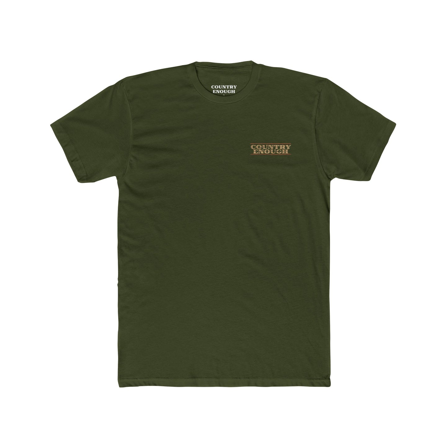 Military Green t-shirt with longhorn skull, aztec print, desert landscape, cacti, and cowboy silhouette with word Western across the top #militarygreen