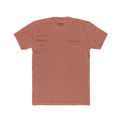 Desert Pink t-shirt with graphic of a line mountain drawing, cacti and the words Country Enough #desertpink