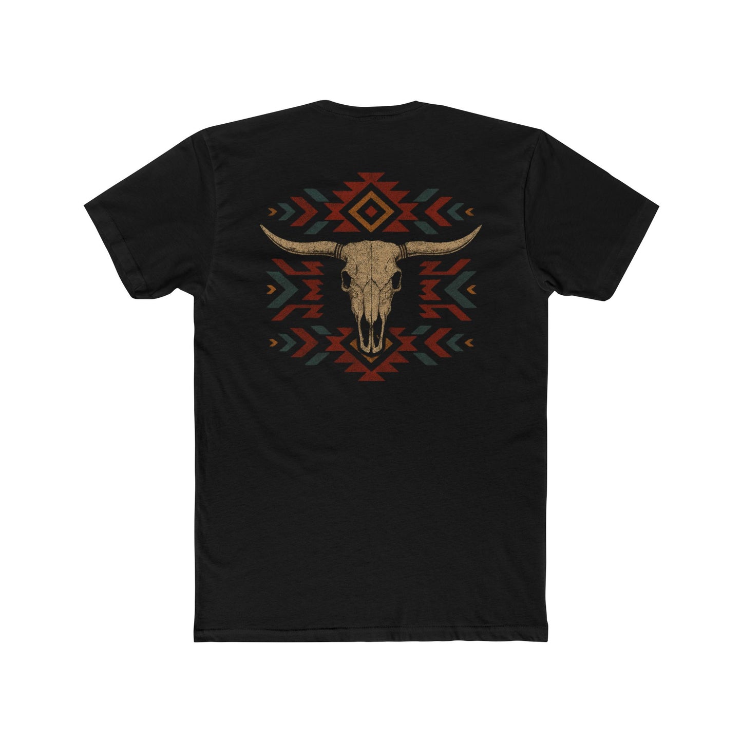 Black t-shirt with bull skull and aztec print graphic #black