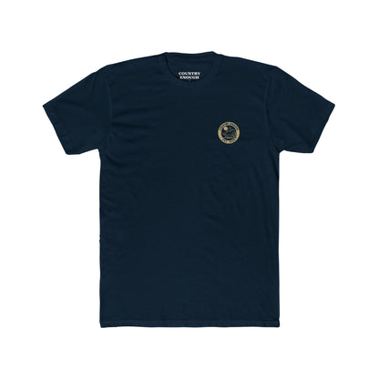 Midnight Navy t-shirt featuring mountains, cactus, horse and rider, and a full moon. #midnightnavy