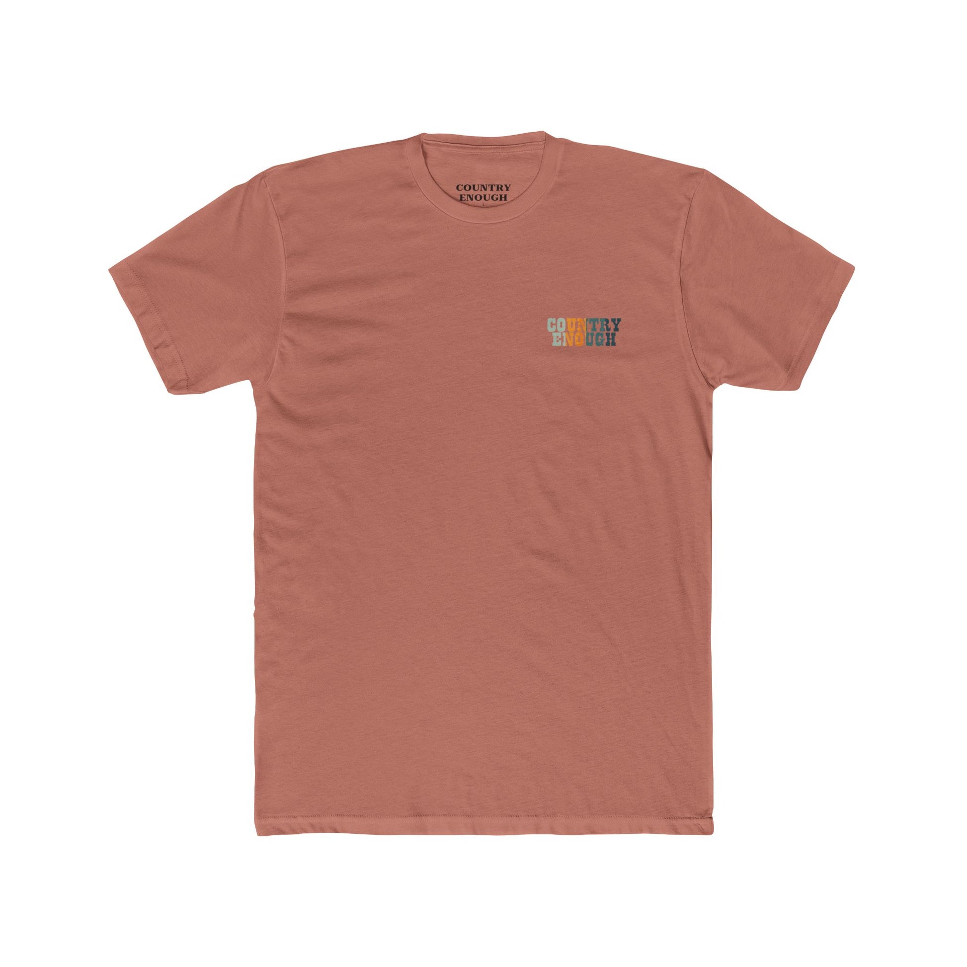 Desert Pink t-shirt with graphic of cowboy riding through a desert landscape at different times of the day #desertpink