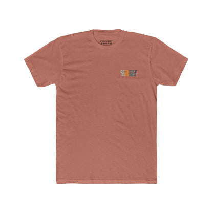 Desert Pink t-shirt with graphic of cowboy riding through a desert landscape at different times of the day #desertpink