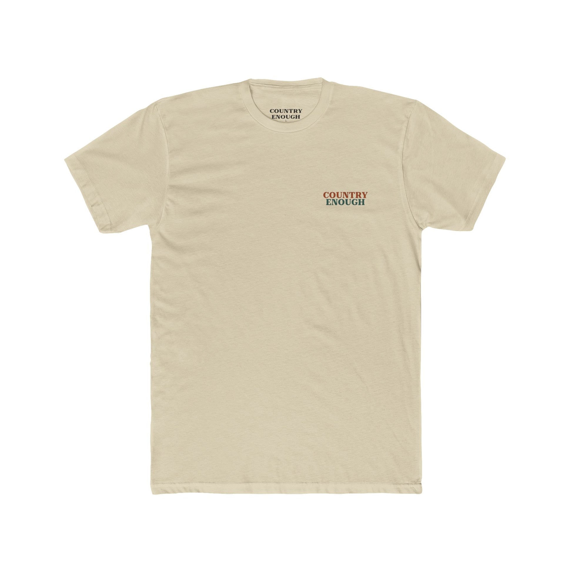 Cream t-shirt with graphic of mirrored cacti surrounded by aztec pattern and enclosed in a geometric border with word western below #cream