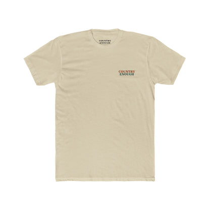 Cream t-shirt with graphic of mirrored cacti surrounded by aztec pattern and enclosed in a geometric border with word western below #cream