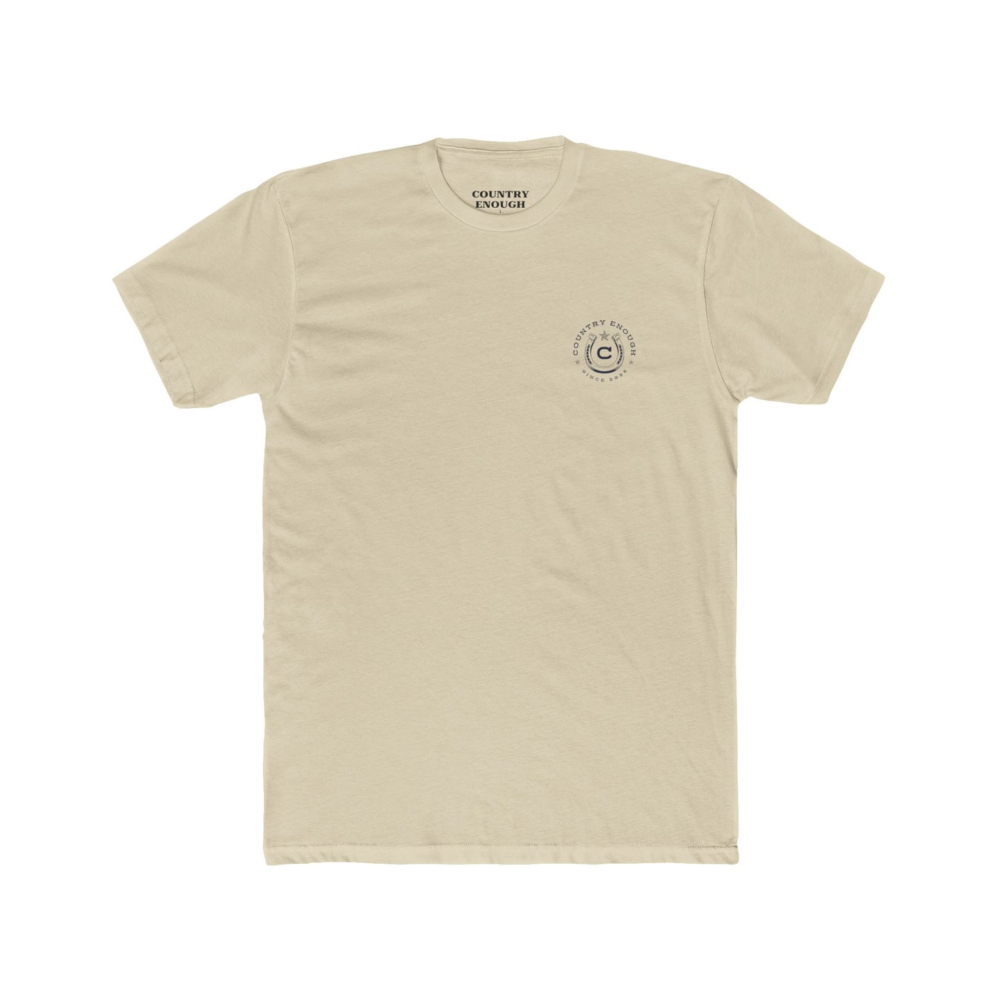 Cream t-shirt featuring horse rider, western landscape, and sun #cream