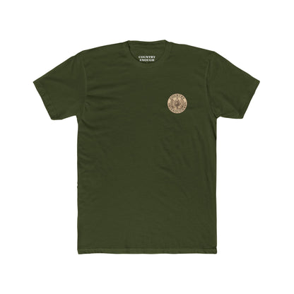 Military Green t-shirt with graphic of cowboy riding a horse through the desert holding two twelve packs of beer #militarygreen