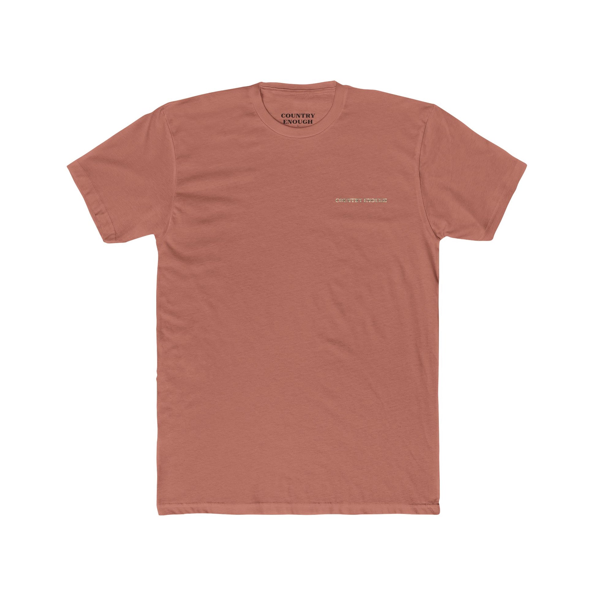 Desert Pink t-shirt with western landscape, cacti, wolf, mountains, and cross centerpiece #desertpink