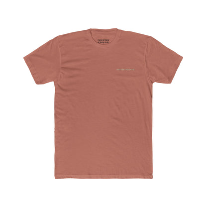 Desert Pink t-shirt with western landscape, cacti, wolf, mountains, and cross centerpiece #desertpink