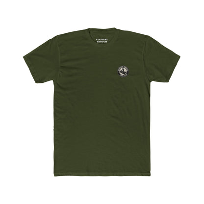 Military Green t-shirt with circular graphic of a bucking bull with rider and the phrase honky tonkin' kind night #militarygreen