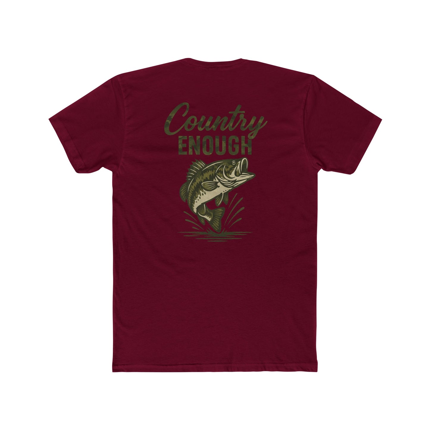 Cardinal Red t-shirt with graphic of a bass and the words country enough #cardinalred