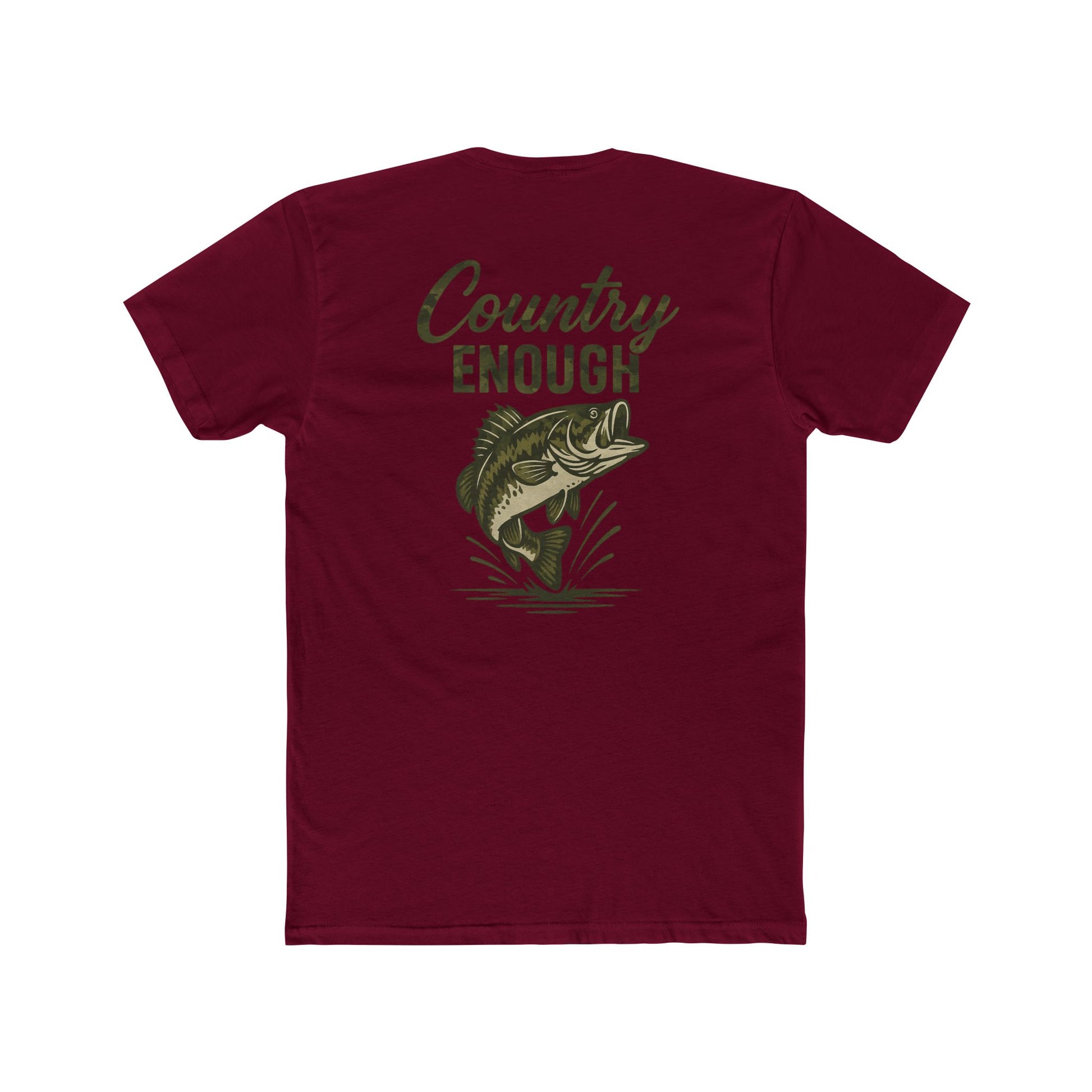 Cardinal Red t-shirt with graphic of a bass and the words country enough #cardinalred
