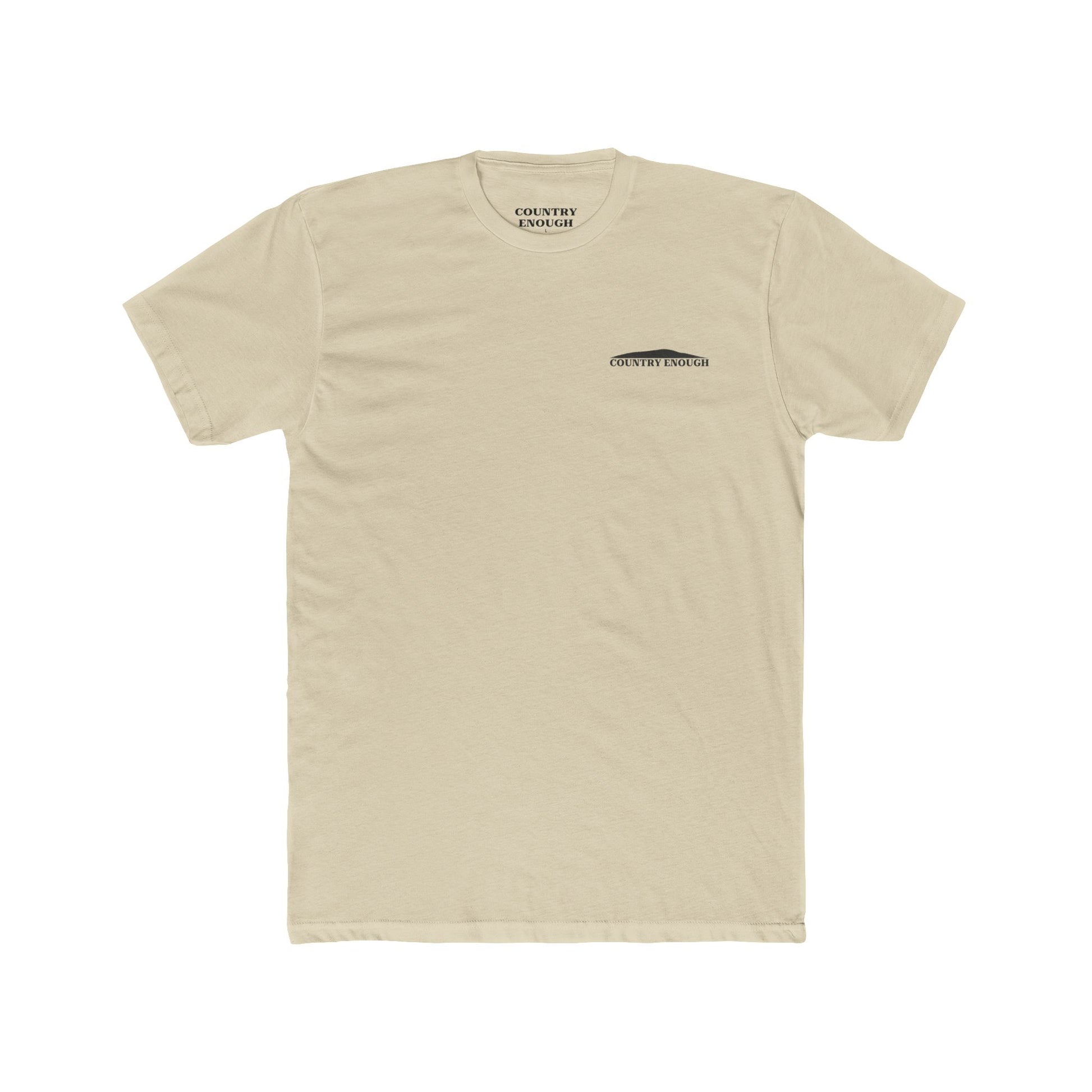 Cream t-shirt with graphic of silhouetted cowboy lassoing and desert landscape #cream
