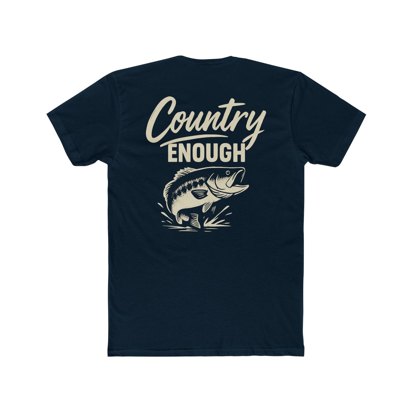 Midnight Navy t-shirt with graphic of a leaping bass and the words country enough #midnightnavy
