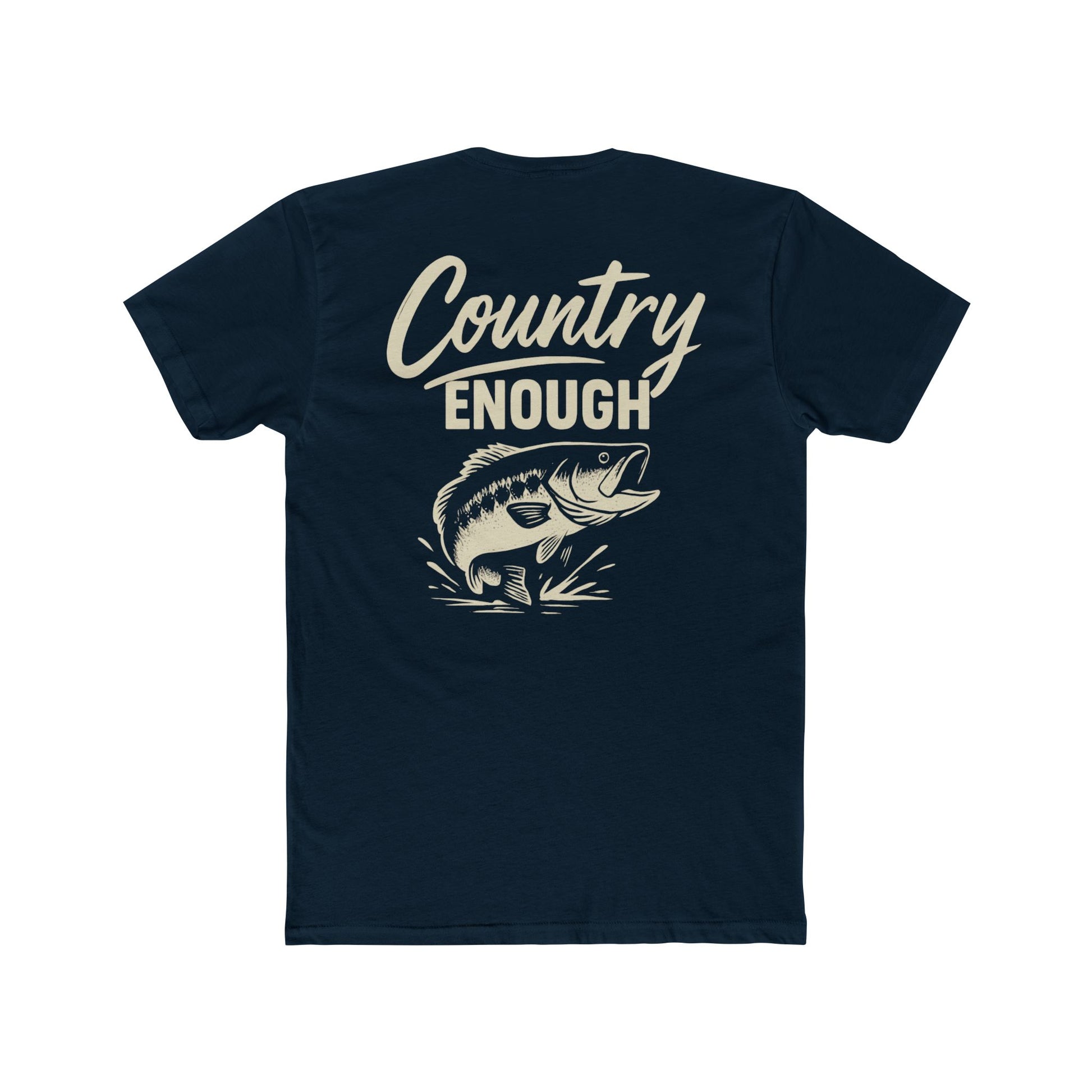 Midnight Navy t-shirt with graphic of a leaping bass and the words country enough #midnightnavy