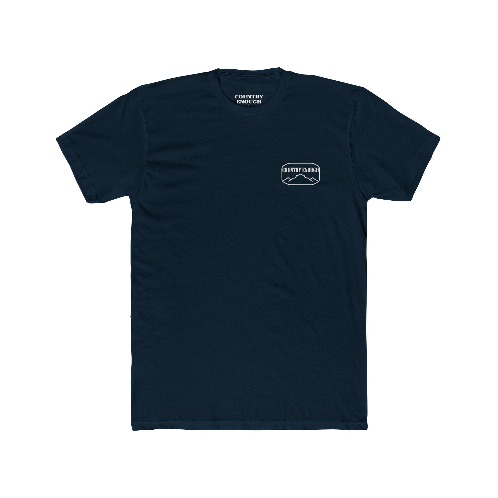 Midnight Navy t-shirt with cross, cacti, and mountains graphic #midnightnavy