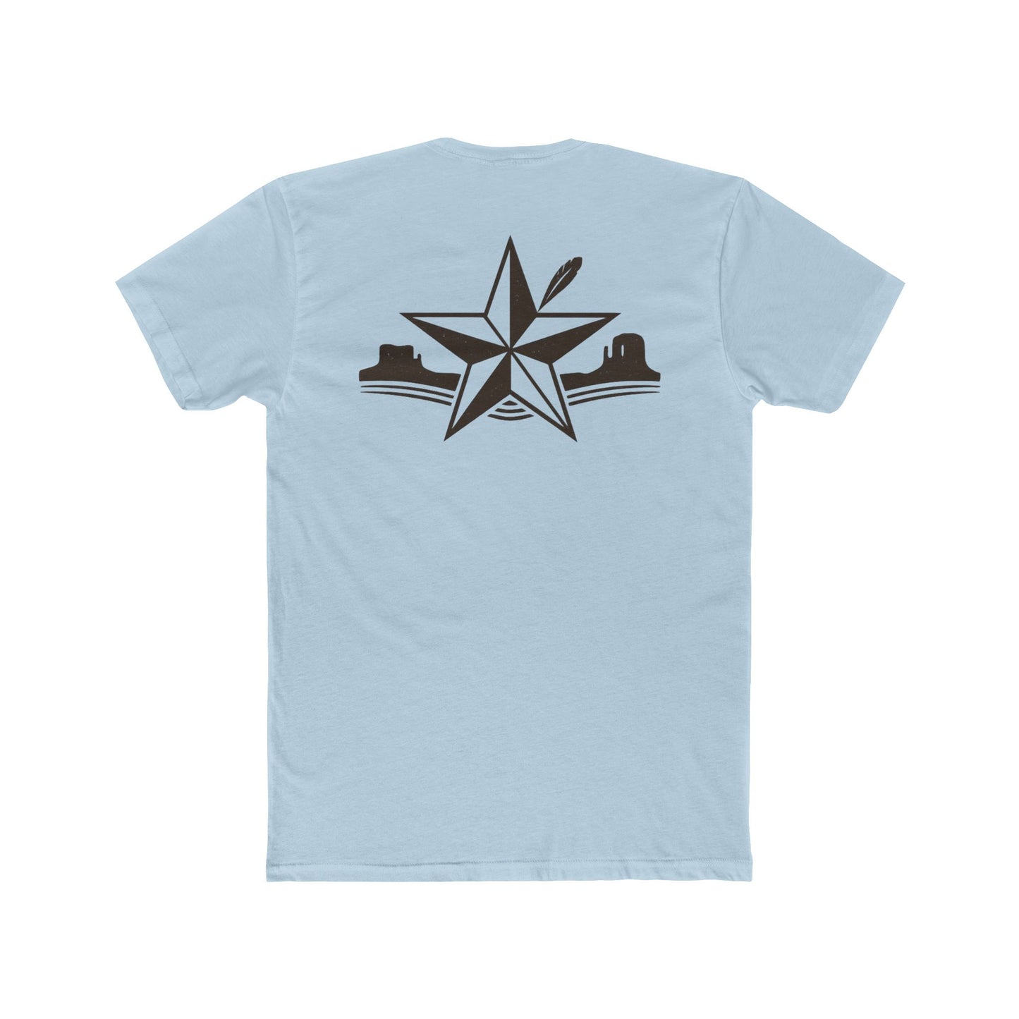 Light Blue t-shirt with star, feather, and mountain graphic design #lightblue
