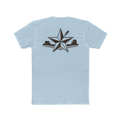 Light Blue t-shirt with star, feather, and mountain graphic design #lightblue