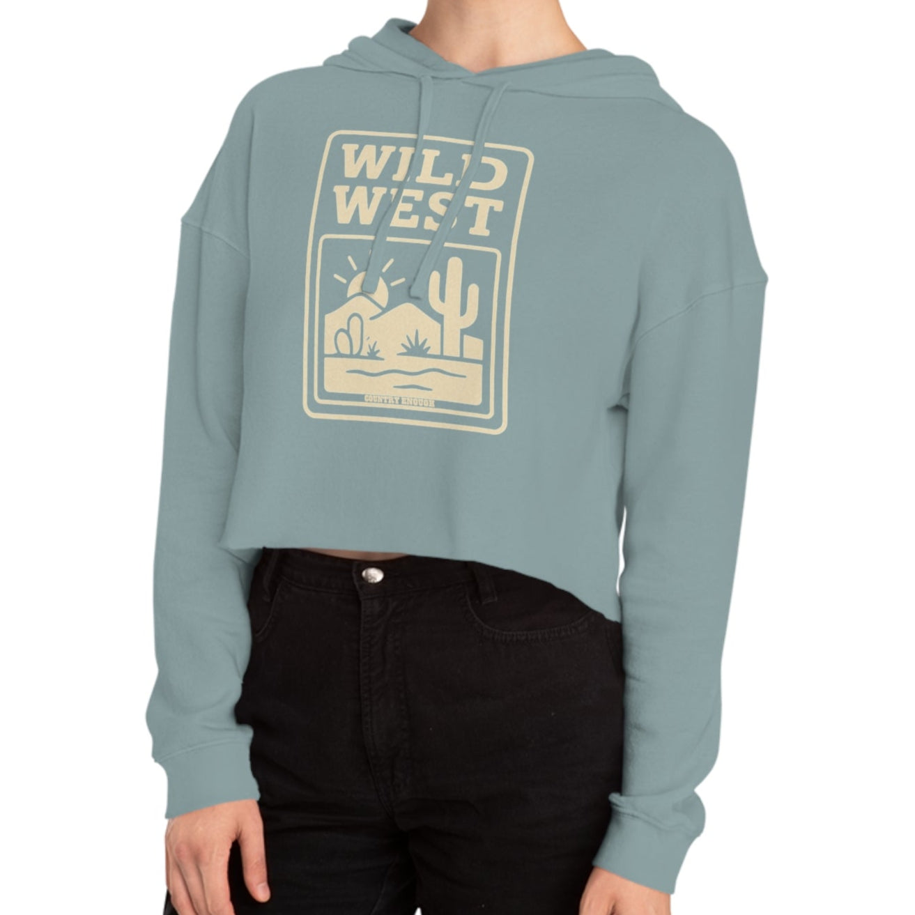 Mineral hoodie with sunset, desert landscape, and wild west text graphic #mineral