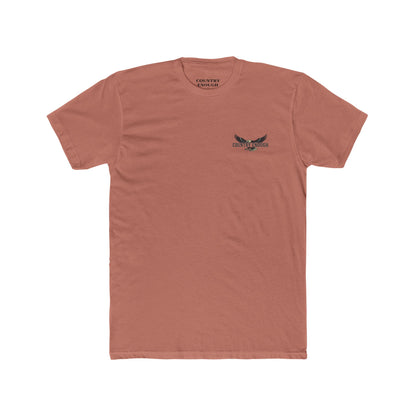 Desert Pink t-shirt featuring graphic of an eagle, mountains, and the words American Frontier Est 1776 #desertpink