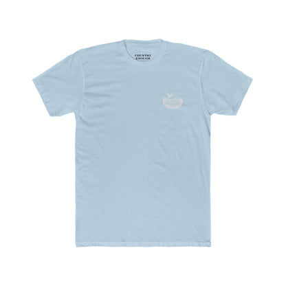 Light Blue t-shirt with graphic of a duck, mountains, pine trees, and a lake #lightblue