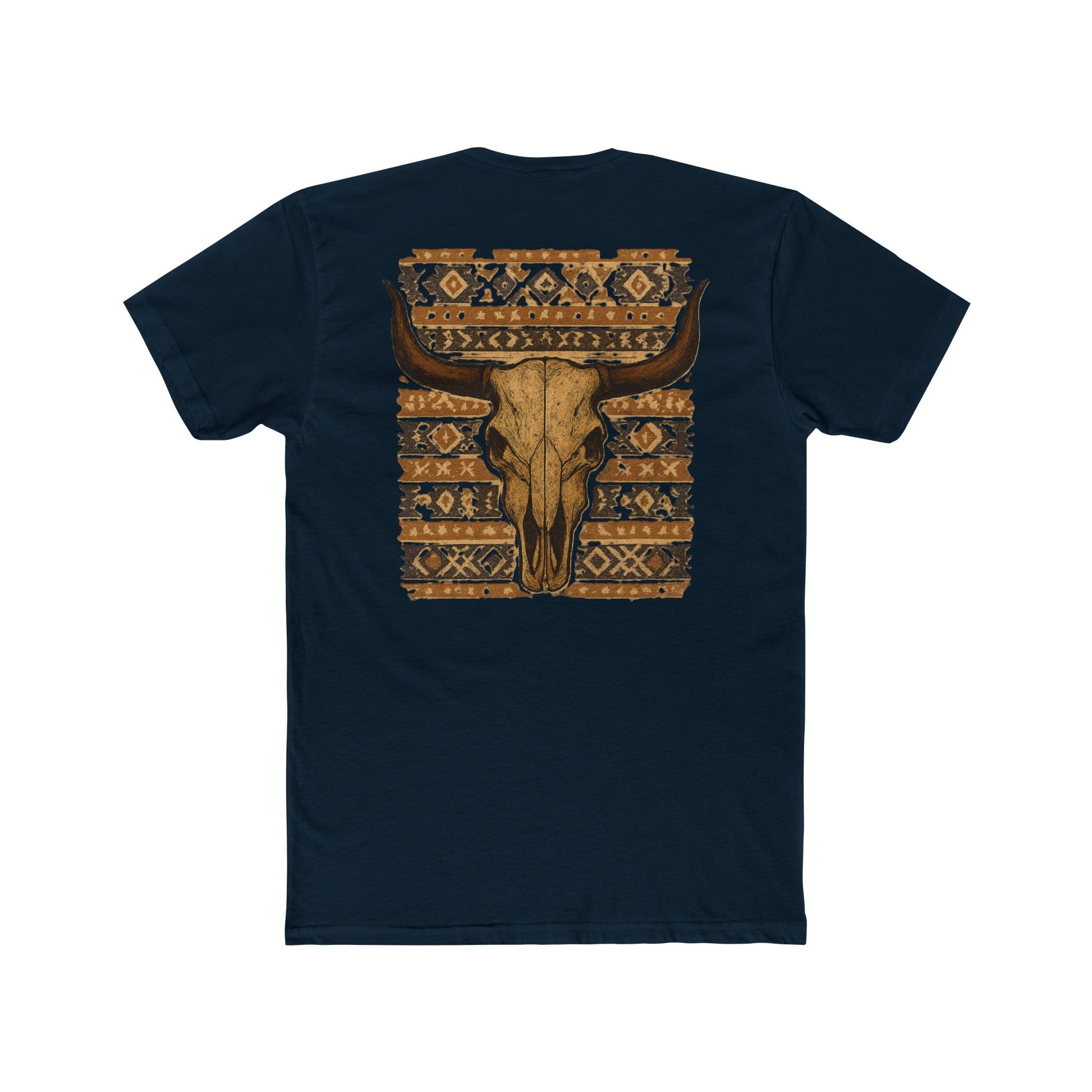 Midnight Navy t-shirt with bull skull and aztec pattern graphic #midnightnavy