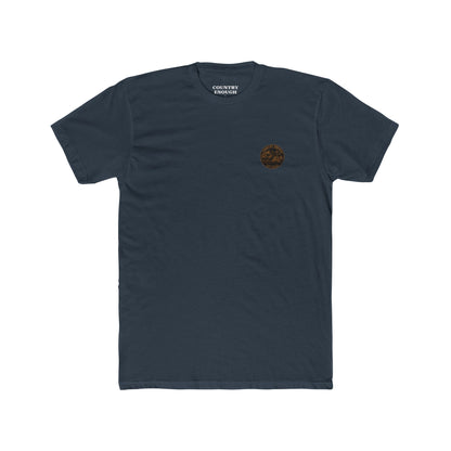 Indigo t-shirt with bison staring at a cross on the plains by the mountains #indigo
