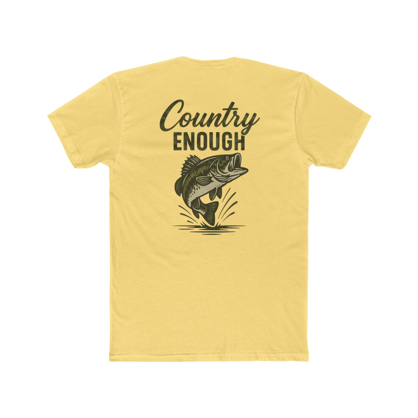Yellow t-shirt with graphic of a bass and the words country enough #yellow