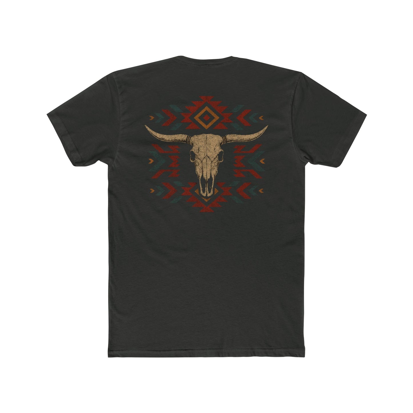 Vintage Black t-shirt with bull skull and aztec print graphic #vintageblack