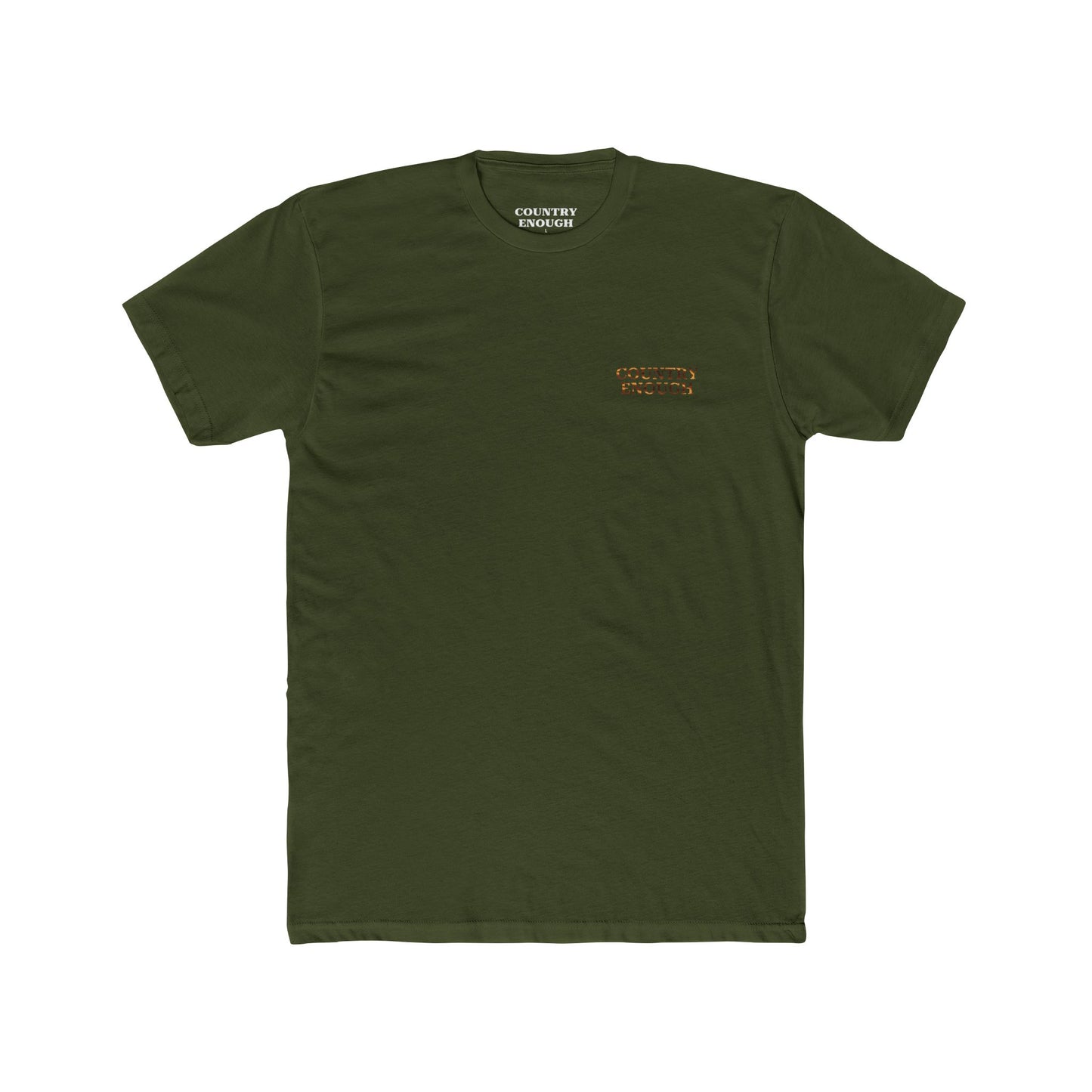 Military Green t-shirt with graphic of a cowboy twirling his lasso on a desert landscape at sundown #militarygreen