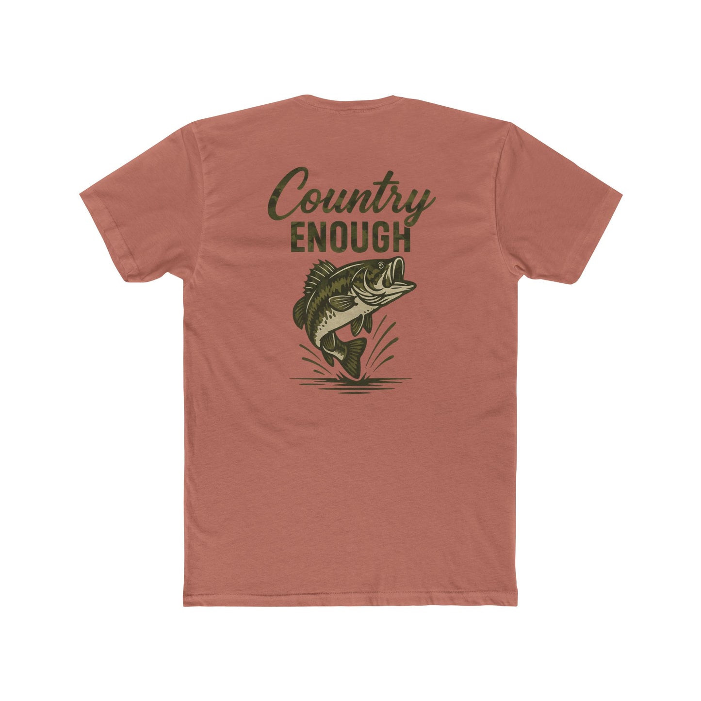 Desert Pink t-shirt with graphic of a bass and the words country enough #desertpink