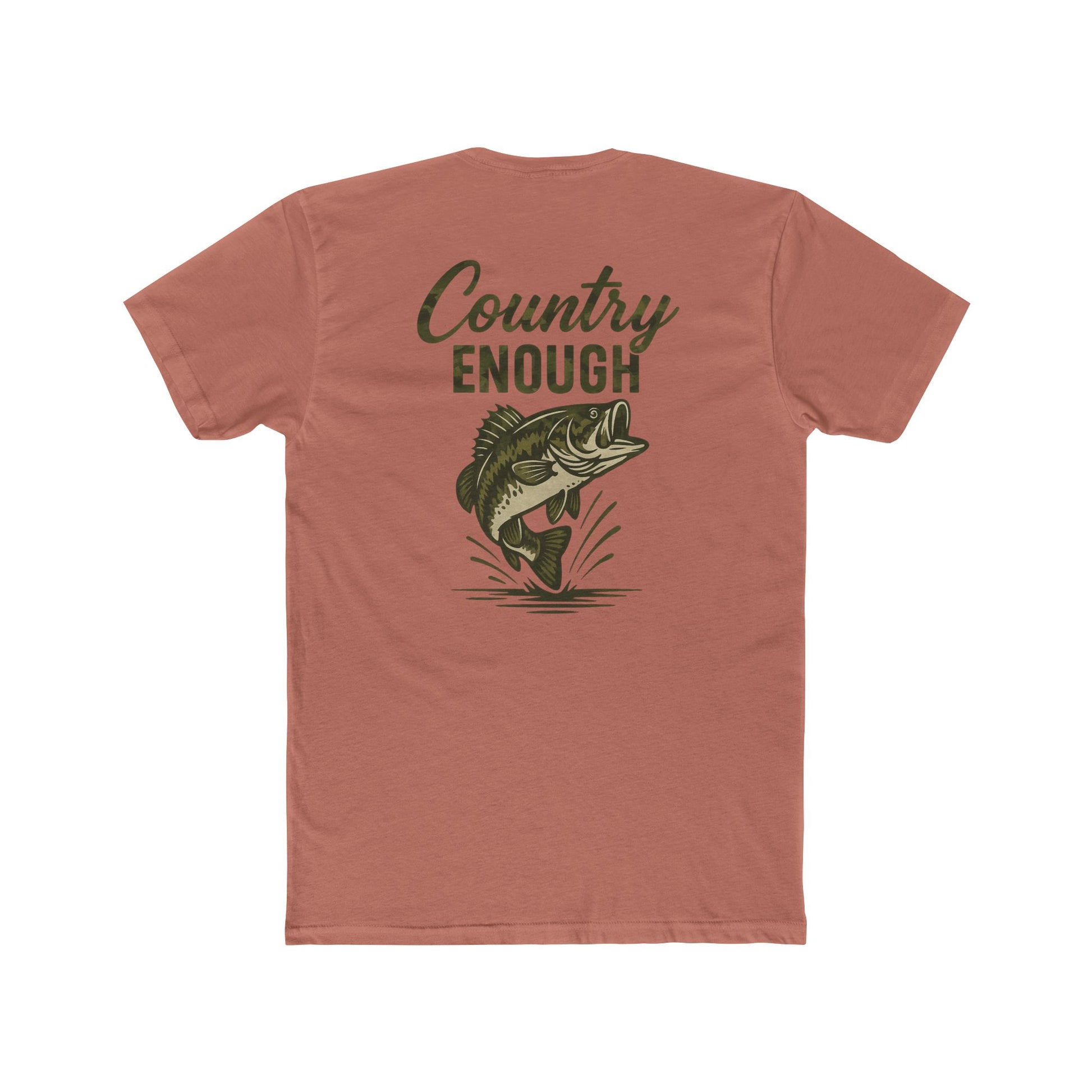 Desert Pink t-shirt with graphic of a bass and the words country enough #desertpink